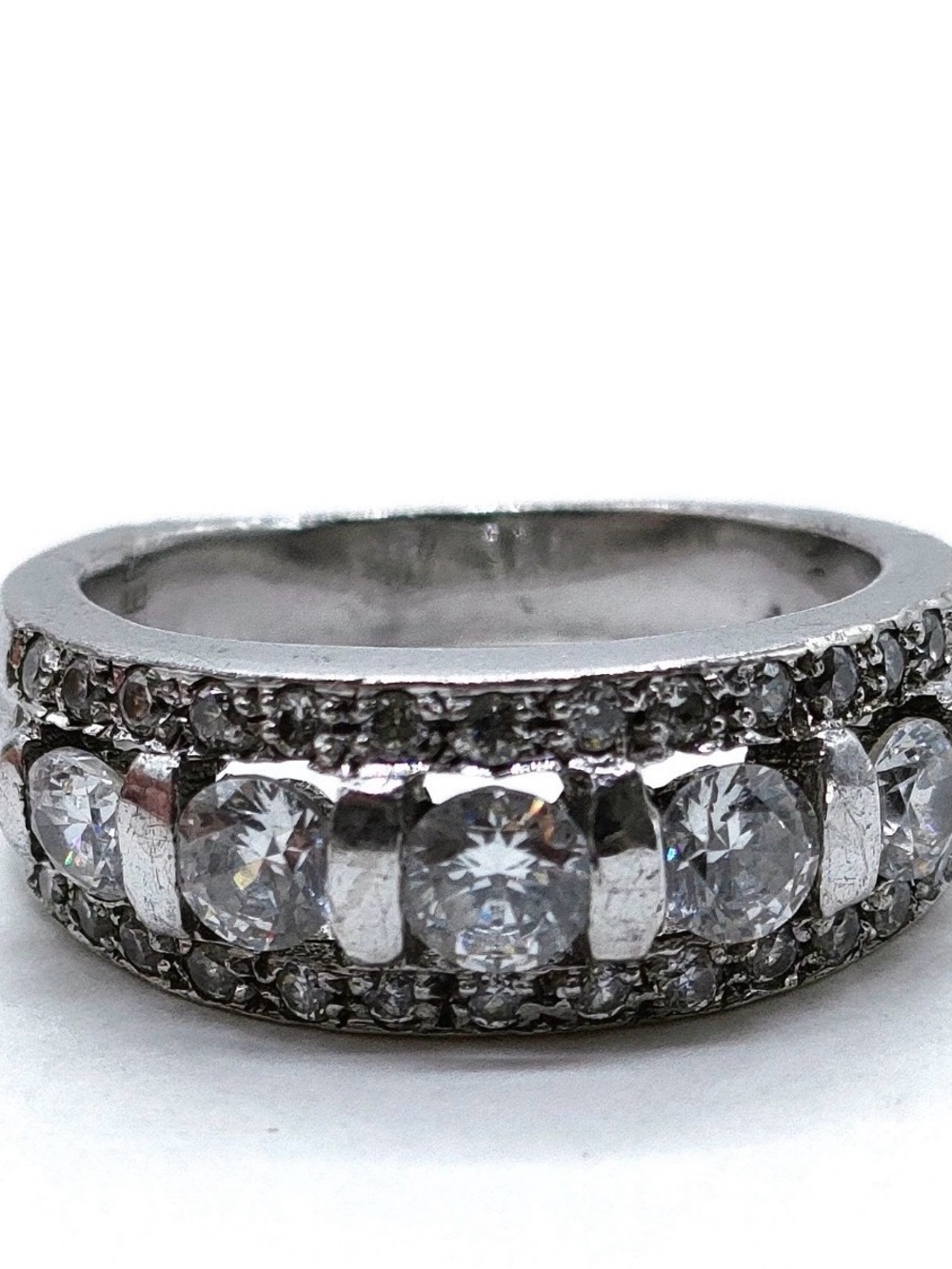 Sterling Silver CZ Eternity Band Ring in Silver moissanite 4.5